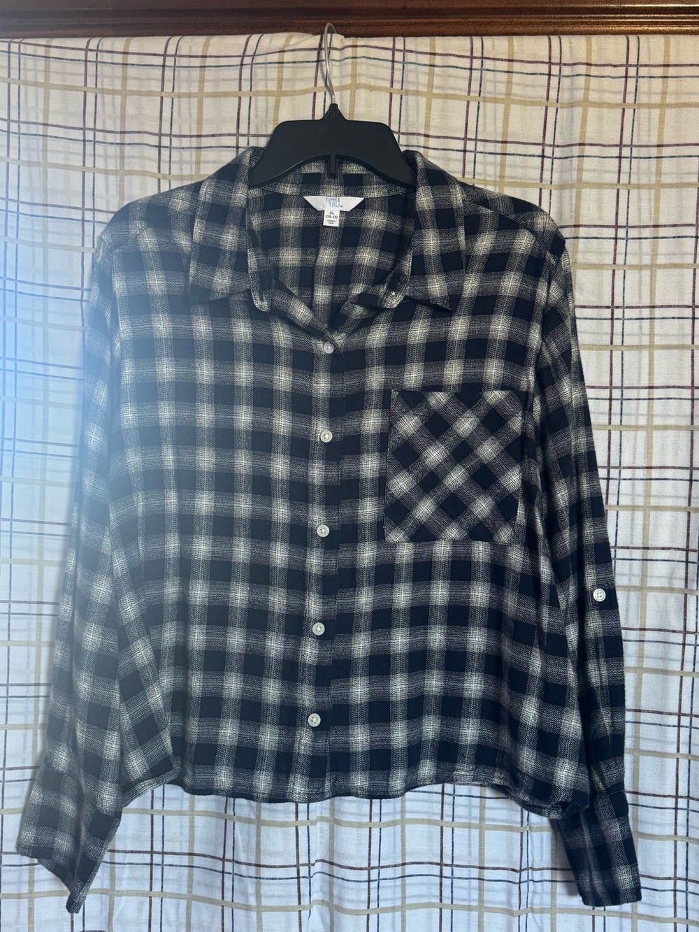 Black and White Plaid Button-Up Flannel